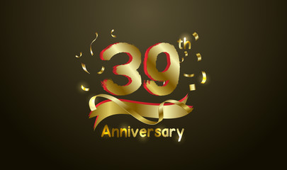 Anniversary celebration background. with the 39th number in gold and with the words golden anniversary celebration.