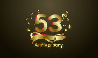 Anniversary celebration background. with the 53rd number in gold and with the words golden anniversary celebration.