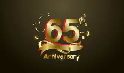 Anniversary celebration background. with the 65th number in gold and with the words golden anniversary celebration.