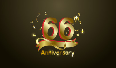 Anniversary celebration background. with the 66th number in gold and with the words golden anniversary celebration.