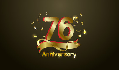 Anniversary celebration background. with the 76th number in gold and with the words golden anniversary celebration.