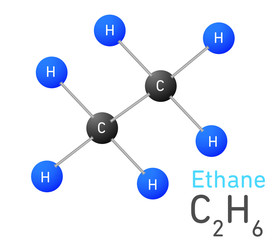 Ethane molecule model C2H6 illustration