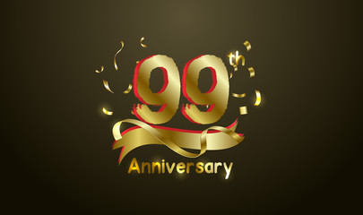 Anniversary celebration background. with the 99th number in gold and with the words golden anniversary celebration.