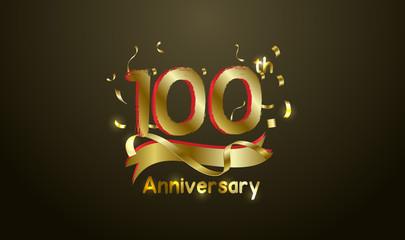 Anniversary celebration background. with the 100th number in gold and with the words golden anniversary celebration.