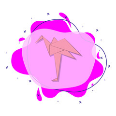 Flamingo colored origami style liquid bacdge icon. Simple color vector of oriqami animals icons for ui and ux, website or mobile application