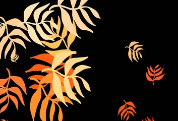 Dark Orange vector elegant template with leaves.