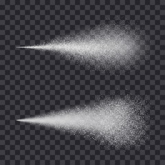 Water spray mist of atomizer or smoke, paint dust particles. Modern spray effect on transparent background – for stock - obrazy, fototapety, plakaty