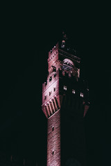 Tour du Palais Vecchio vue de nuit, Florence, Italie