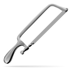 Charriere Bone Saw, frame metal saw. Stainless Steel Blade. Medical manual surgical instrument. Vector illustration