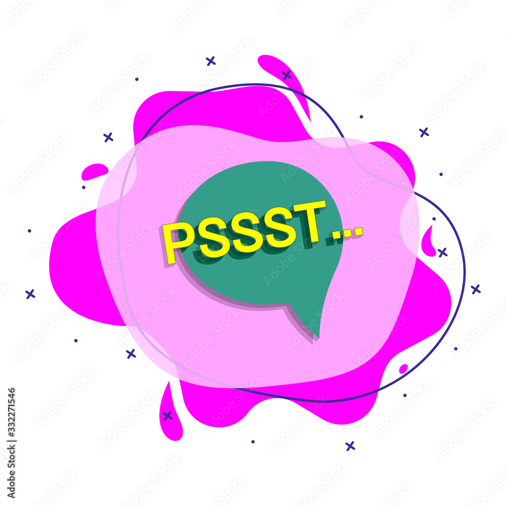 Poster comic speech bubble with expression text pssst ... liquid bacdge icon. simple color vector of people
