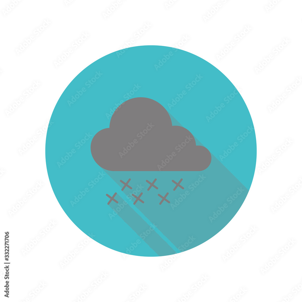 Poster cloud snowflake long shadow icon. simple glyph, flat vector of web icons for ui and ux, website or m