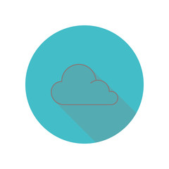 Cloud line long shadow icon. Simple glyph, flat vector of web icons for ui and ux, website or mobile application