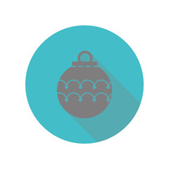 Toy ball for holiday fir-tree long shadow icon. Simple glyph, flat vector of web icons for ui and ux, website or mobile application