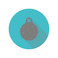 Toy ball for holiday fir-tree long shadow icon. Simple glyph, flat vector of web icons for ui and ux, website or mobile application