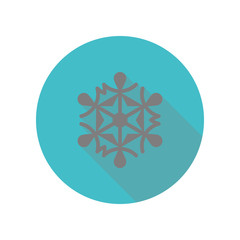 Snowflake long shadow icon. Simple glyph, flat vector of web icons for ui and ux, website or mobile application