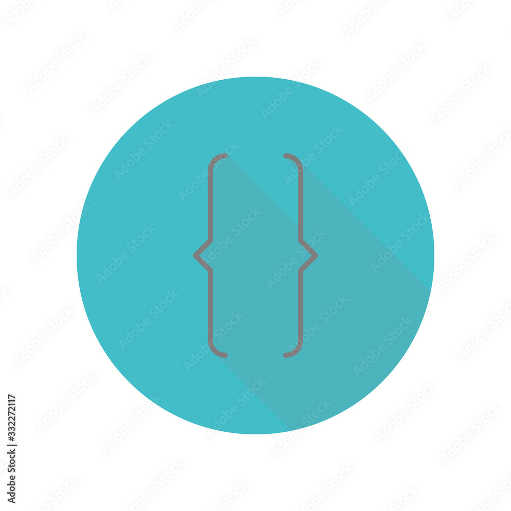 Poster bracket long shadow icon. simple glyph, flat vector of web icons for ui and ux, website or mobile ap