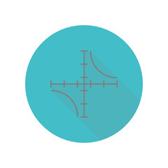 Hyperbola plot long shadow icon. Simple glyph, flat vector of web icons for ui and ux, website or mobile application