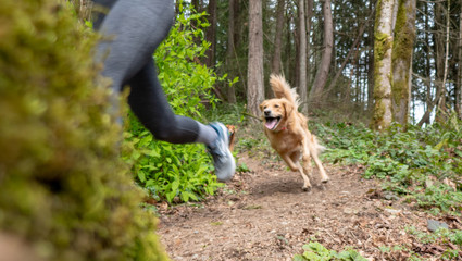 Dog and Woman Running