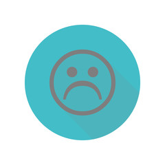 Sad face long shadow icon. Simple glyph, flat vector of web icons for ui and ux, website or mobile application