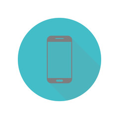 Smartphone long shadow icon. Simple glyph, flat vector of web icons for ui and ux, website or mobile application