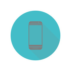 Smartphone long shadow icon. Simple glyph, flat vector of web icons for ui and ux, website or mobile application