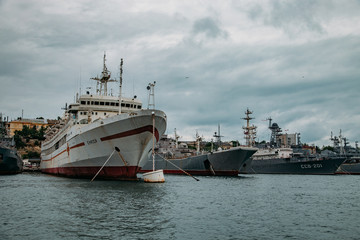 Fototapeta na wymiar Russian Black Sea Fleet in Sevastopol harbor