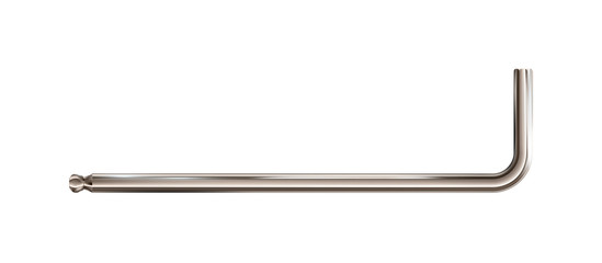 Realistic Hex or inbus key, silverish tool isolated on white background. Vector illustration.