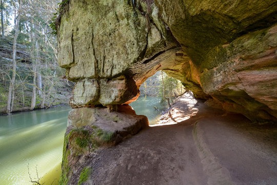 Archway through the rock in the ravine Schwarzachklamm