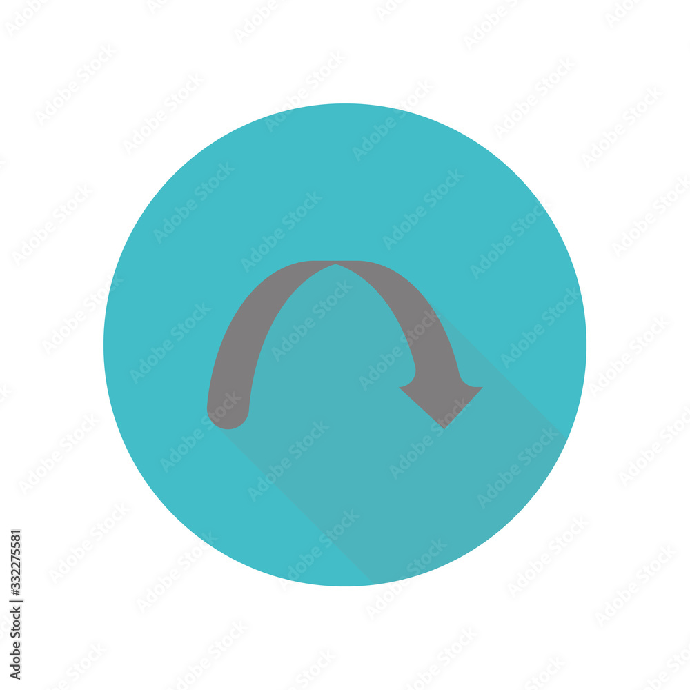 Poster curved arrow long shadow icon. simple glyph, flat vector of web icons for ui and ux, website or mobi