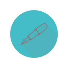 Ink pen long shadow icon. Simple glyph, flat vector of web icons for ui and ux, website or mobile application