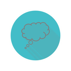 Think bubble long shadow icon. Simple glyph, flat vector of web icons for ui and ux, website or mobile application
