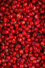 fragrant pink peppercorns on white acrylic background