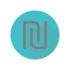 Initial letter u and n logo long shadow icon. Simple glyph, flat vector of web icons for ui and ux, website or mobile application