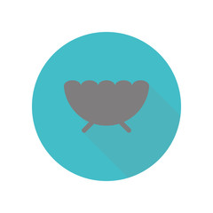 Sugar bowl long shadow icon. Simple glyph, flat vector of web icons for ui and ux, website or mobile application