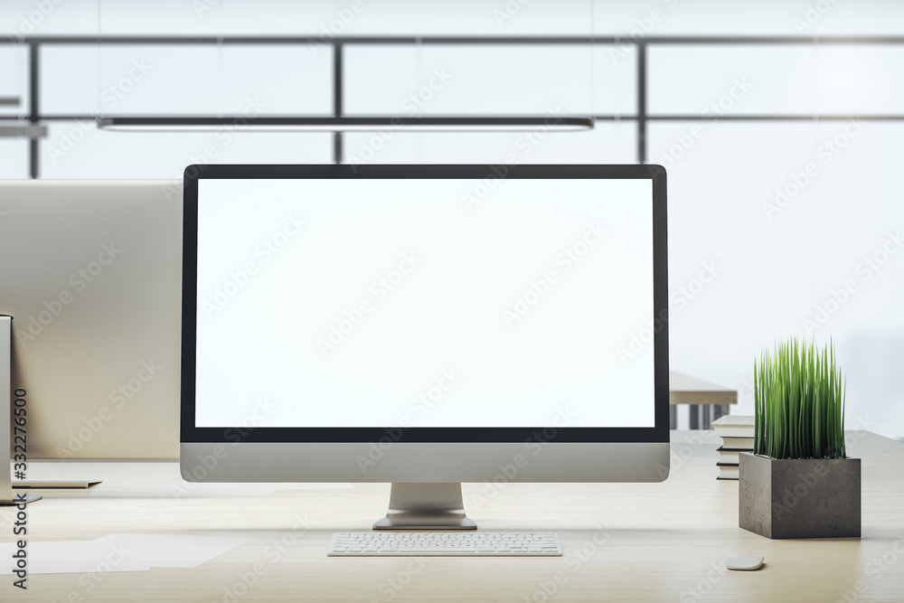Aufkleber Designer desktop with empty white computer screen