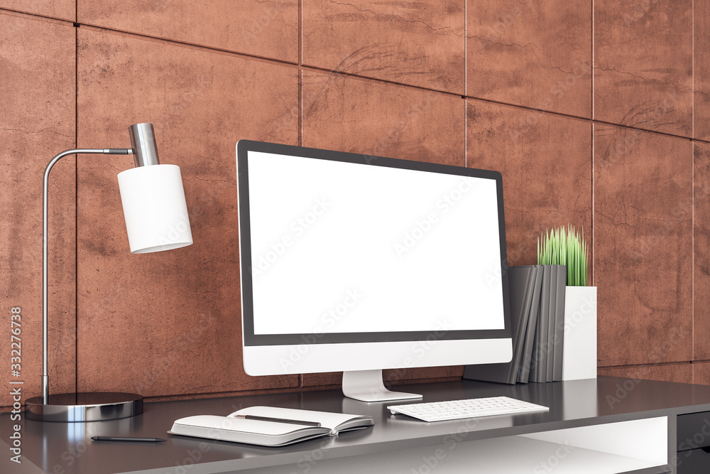 Aufkleber Designer workplace with empty computer screen