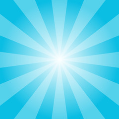 Blue sunburst vector retro illustration. Abstract cyan rays background. Vector EPS 10