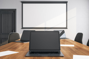Contemporary conference room interior with copy space
