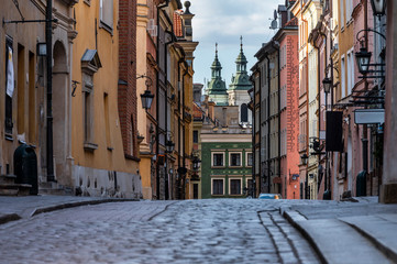 Empty Old Town streets in Warsaw