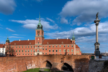 Royal Castle at empty Old Town in Warsaw