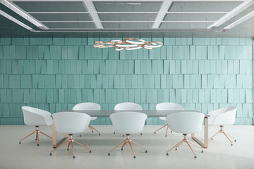 Modern meeting office room with blank wall, chair and table.