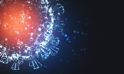 Red microorganism coronavirus 2019-nCov.