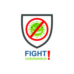 Fight coronavirus shield logo design