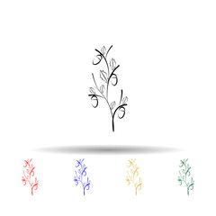 Decorative flowers, hand draw multi color icon. Simple thin line, outline vector of decorative flowers icons for ui and ux, website or mobile application