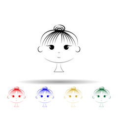 Cute girl with bun hair style multi color icon. Simple thin line, outline vector of hair icons for ui and ux, website or mobile application
