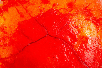 Image of blood-colored liquids mixed with other organic fluids