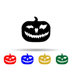 Pumpkin halloween silhouette multi color icon. Simple glyph, flat vector of halloween icons for ui and ux, website or mobile application