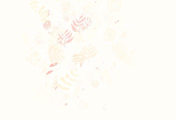 Light Pink vector doodle pattern with leaves, flowers.
