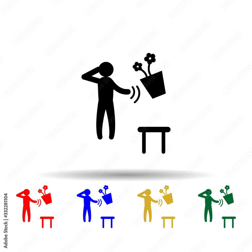Poster power man of thought multi color icon. simple glyph, flat vector of hero icons for ui and ux, websit