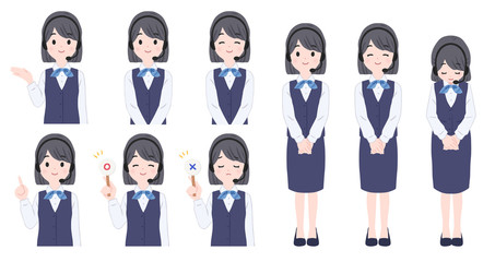 コールセンターの女性のポーズセット